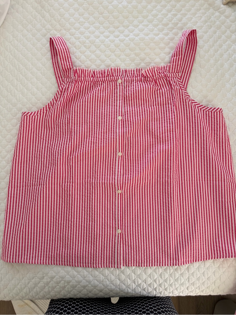 Lands' End Pink & White Striped Button-Back Tank Top. Never worn